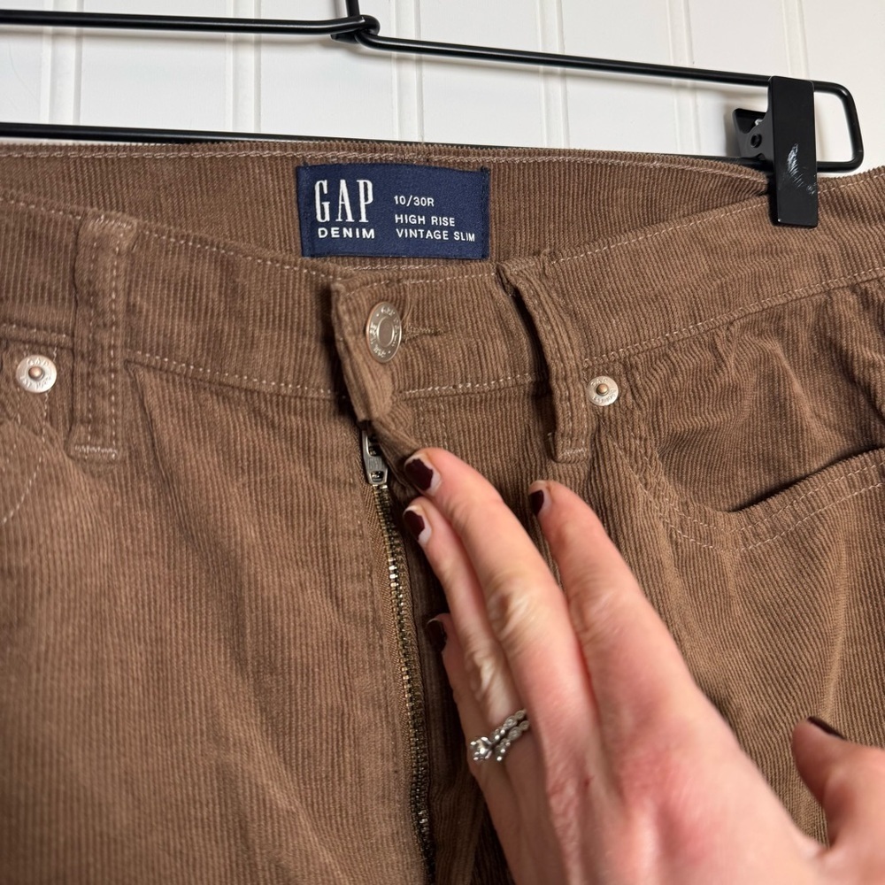 GAP High Rise Vintage Slim Straight Brown Corduroy Pants Women’s Size 10/30R - Picture 5 of 12